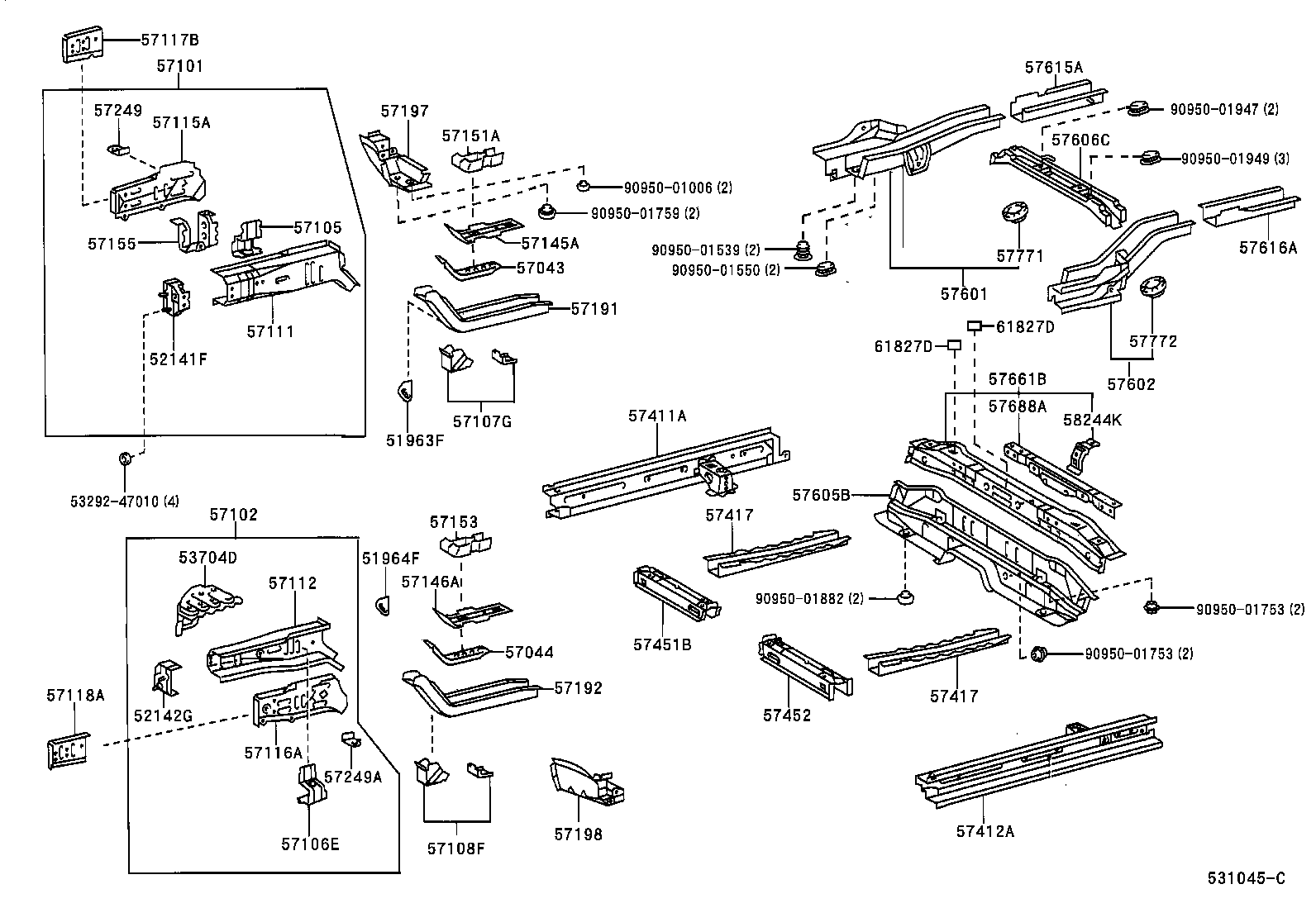 57102-0D900 MEMBER SUB-ASSY, FRONT SIDE, LH product image
