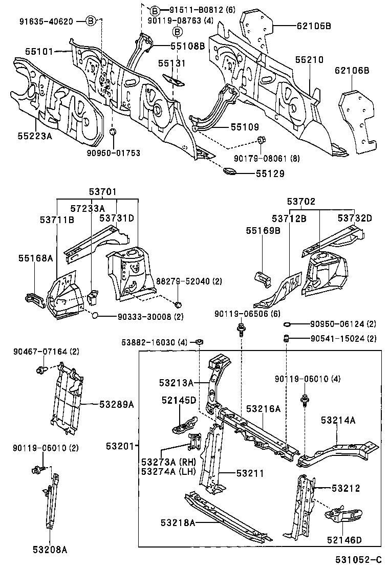 55215-0D010 PAD, DASH PANEL INSULATOR, NO.3 product image