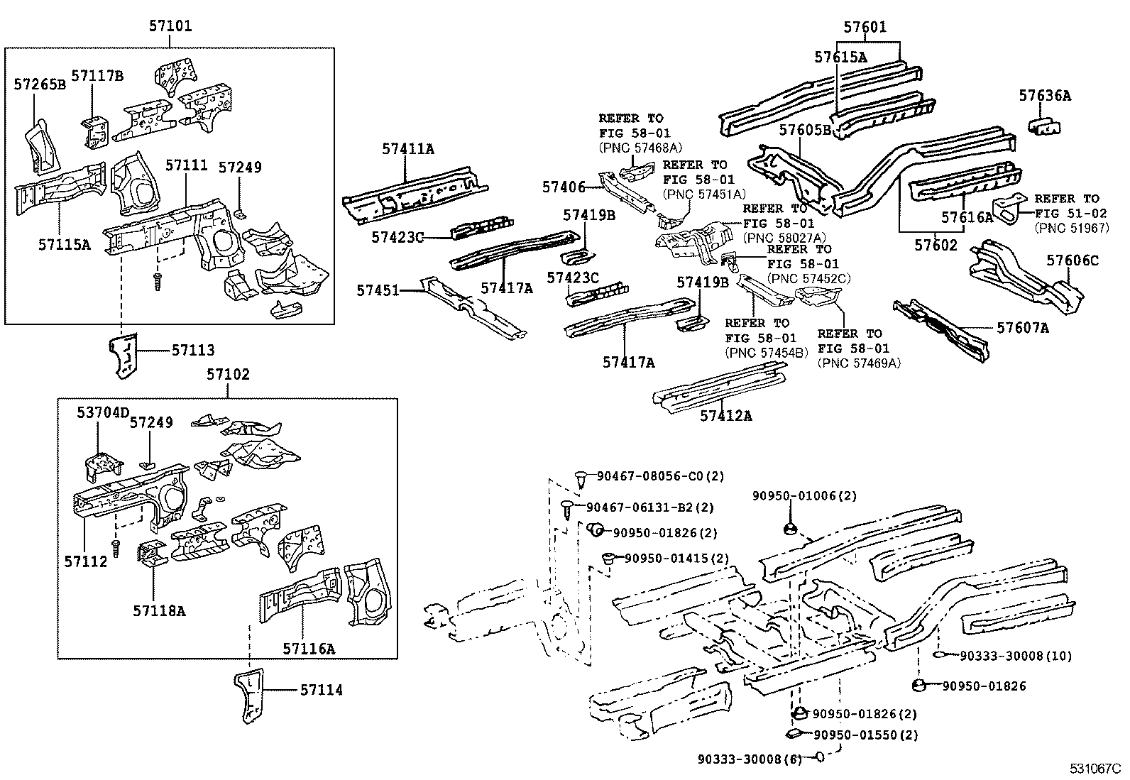57602-46010 MEMBER SUB-ASSY, REAR FLOOR SIDE, LH product image
