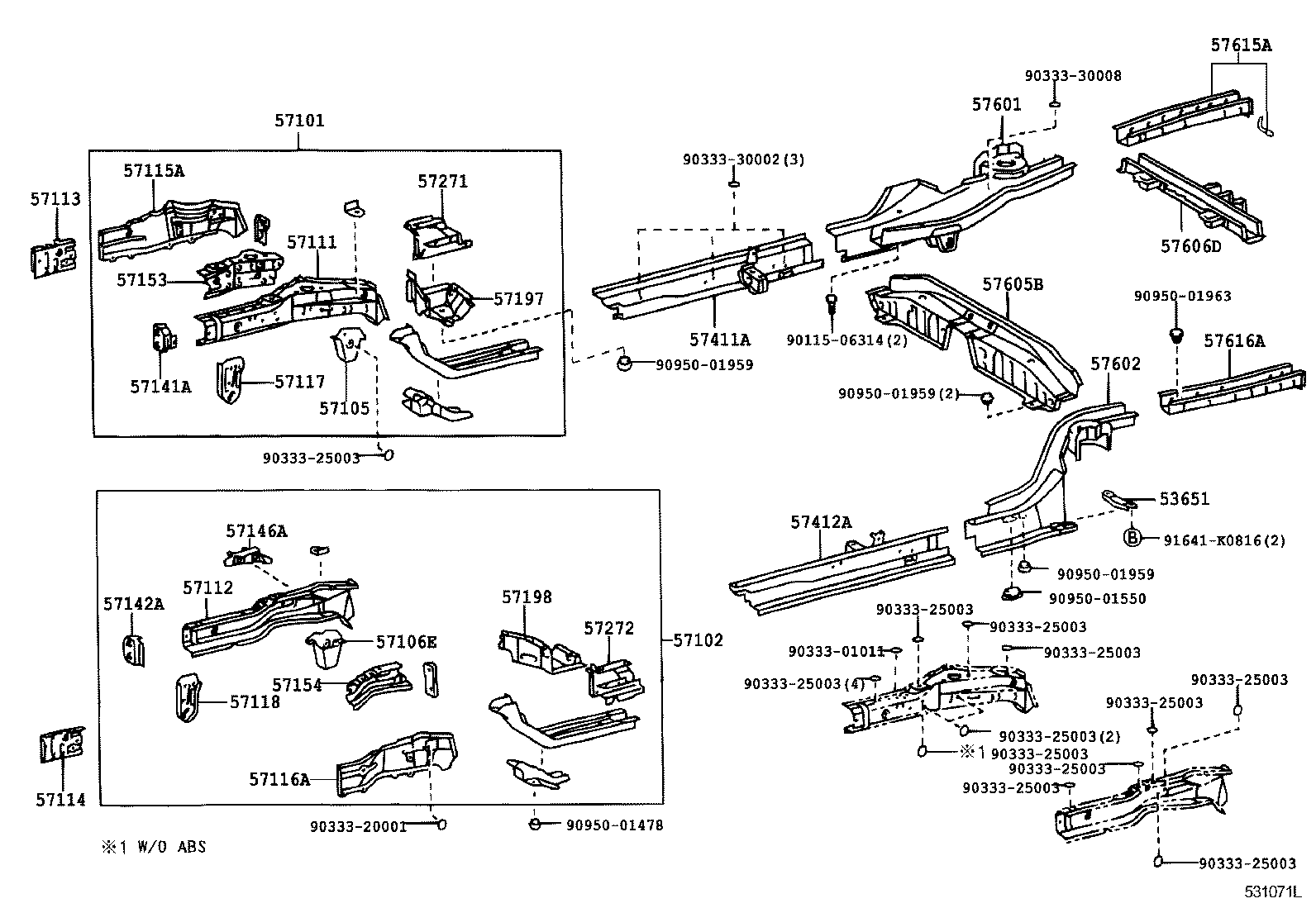 57102-12A00 MEMBER SUB-ASSY, FRONT SIDE, LH product image