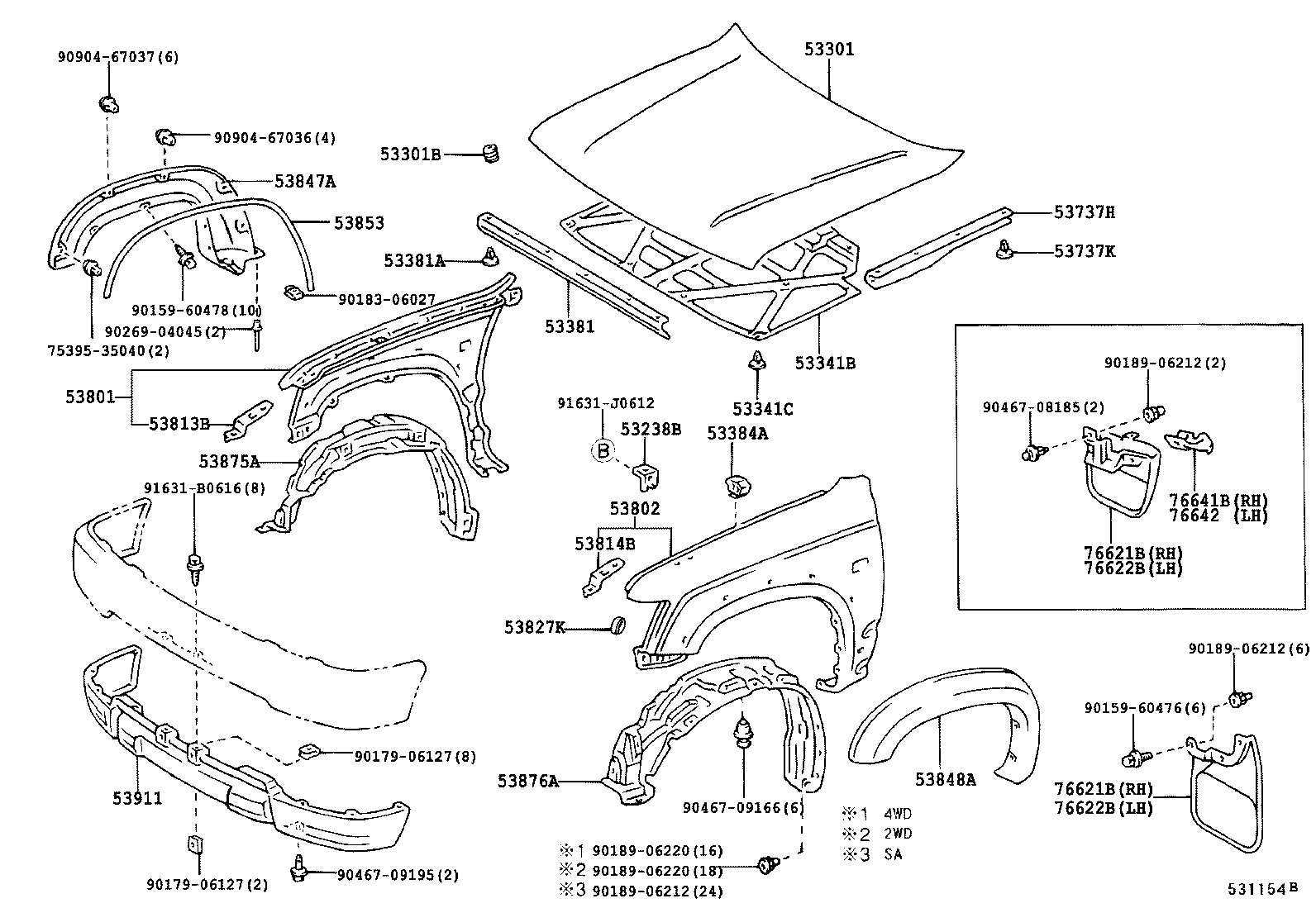 53801-35120 FENDER SUB-ASSY, FRONT RH product image