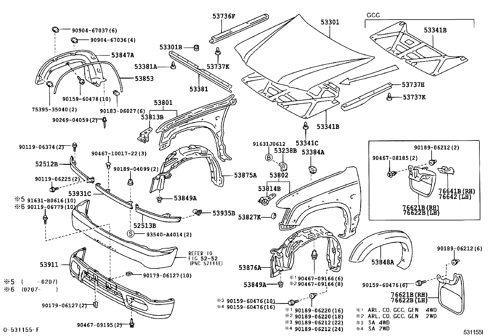 53801-35120 FENDER SUB-ASSY, FRONT RH product image