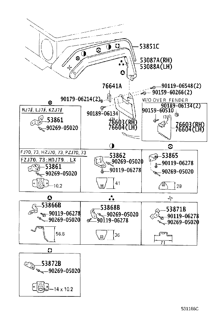 53801-60410 FENDER SUB-ASSY, FRONT RH product image
