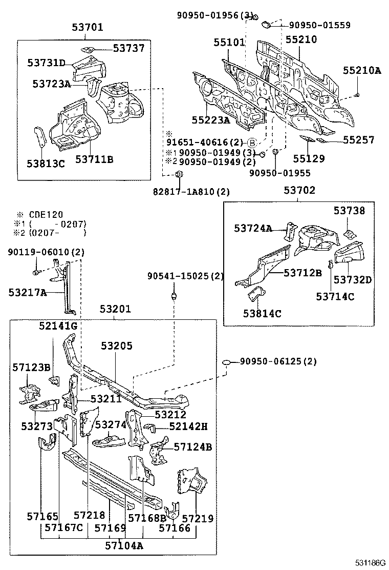 53155-13020 SEAL, RADIATOR SIDE AIR, NO.1 product image
