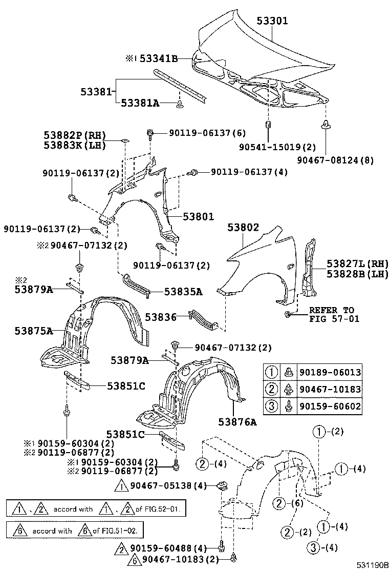 53875-13020 LINER, FRONT FENDER, RH product image