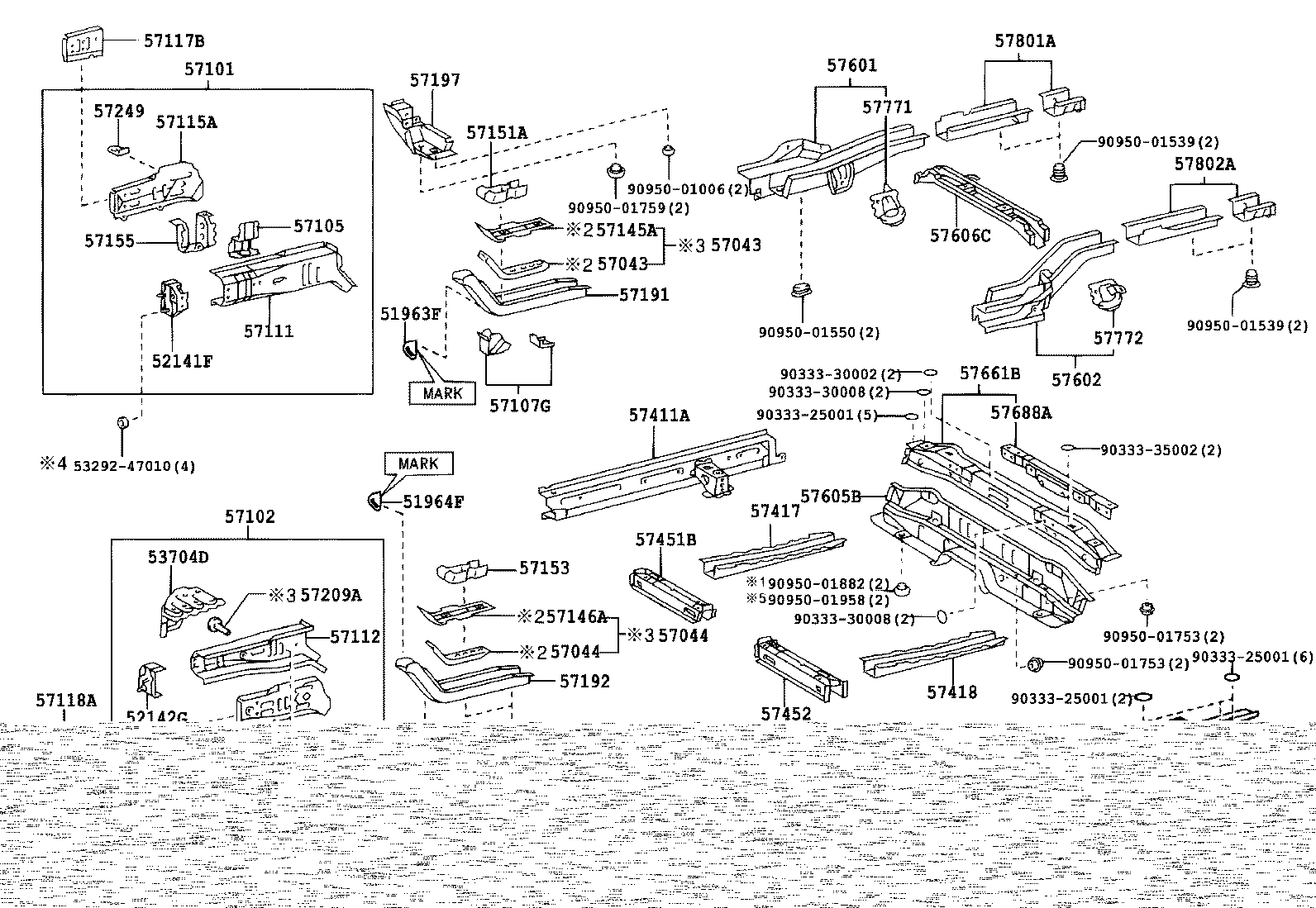 57043-52010 REINFORCEMENT SUB-ASSY, FRONT SIDE MEMBER, REAR RH product image