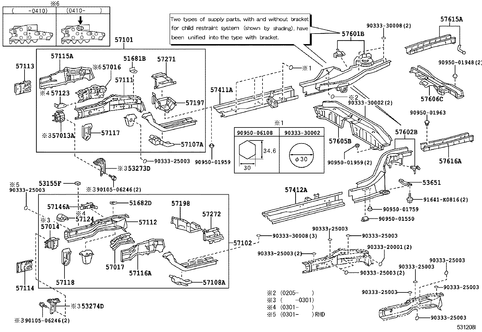 57102-05061 MEMBER SUB-ASSY, FRONT SIDE, LH product image