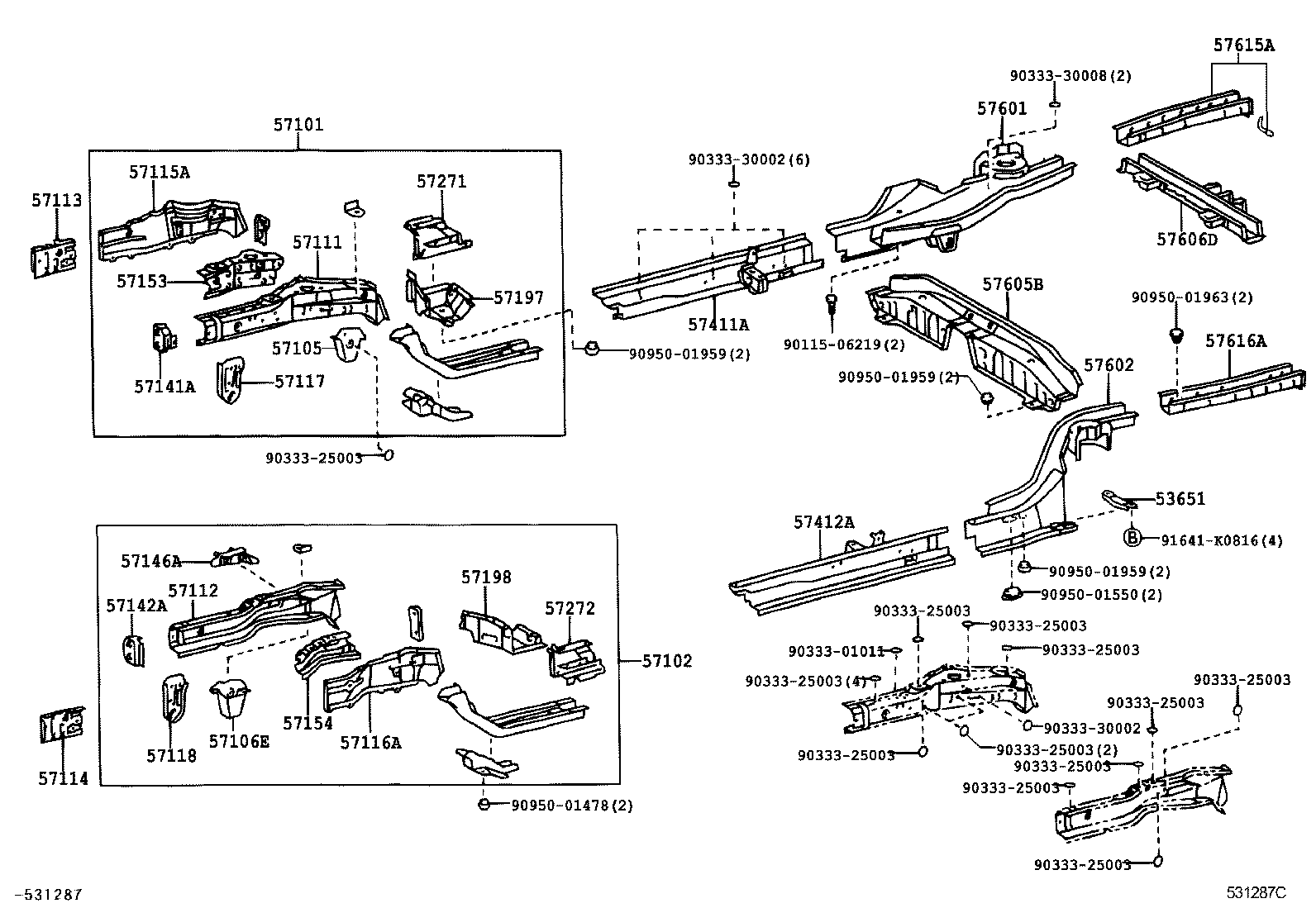 57102-12A20 MEMBER SUB-ASSY, FRONT SIDE, LH product image