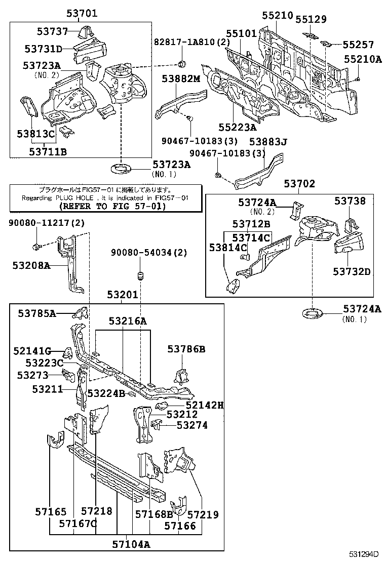 53208-01030 SUPPORT SUB-ASSY, HOOD LOCK product image