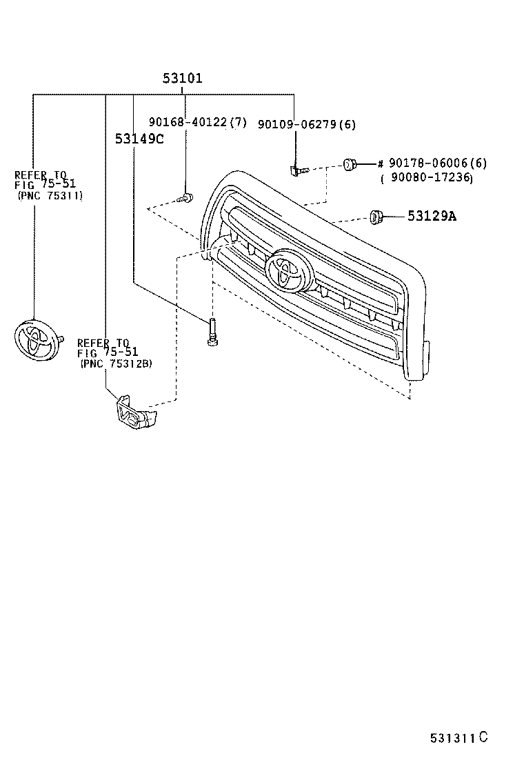 53149-0C010 PROTECTOR, RADIATOR GRILLE, NO.2 product image