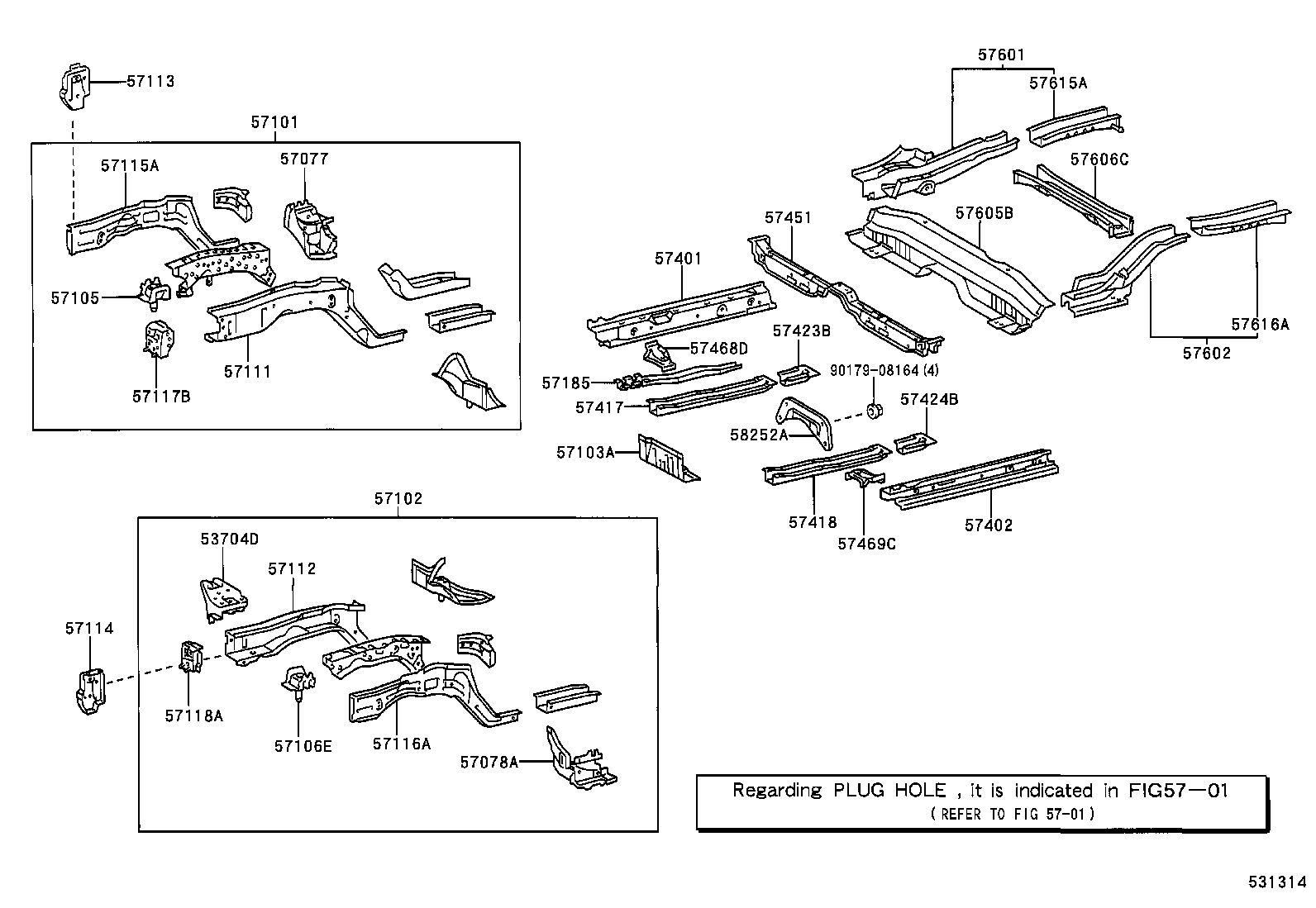 57106-06020 BRACKET SUB-ASSY, FRONT SUSPENSION MEMBER MOUNTING, FRONT LH product image