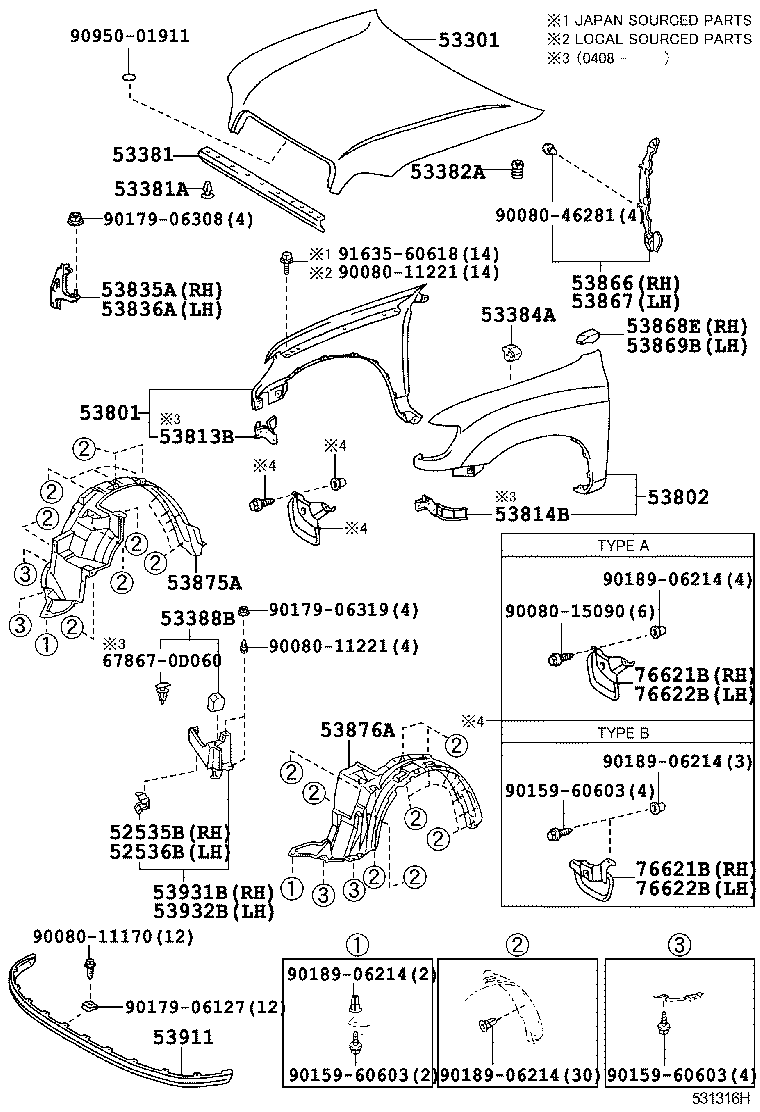 53813-34010 EXTENSION, FRONT FENDER, RH product image