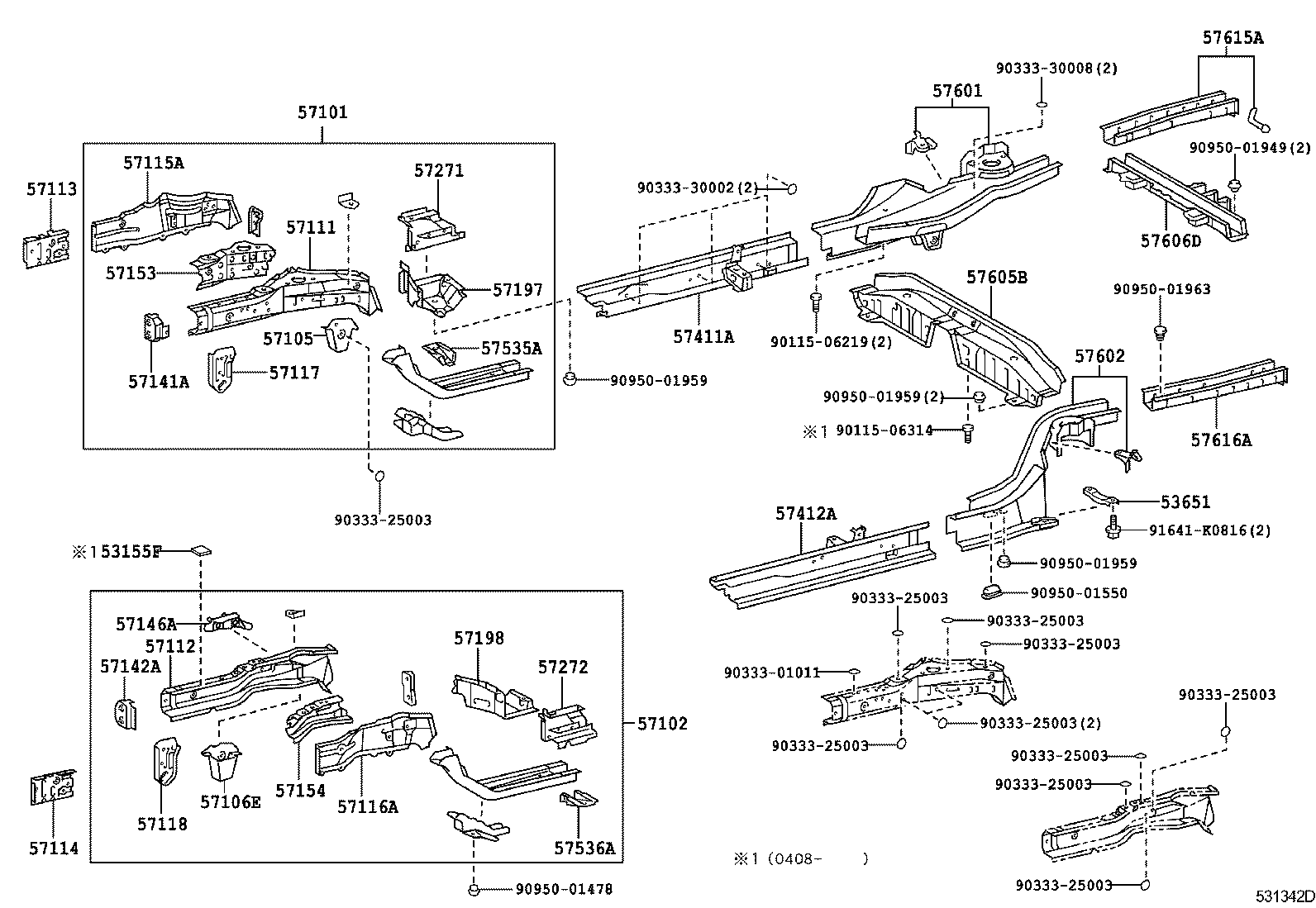 57102-12A50 MEMBER SUB-ASSY, FRONT SIDE, LH product image
