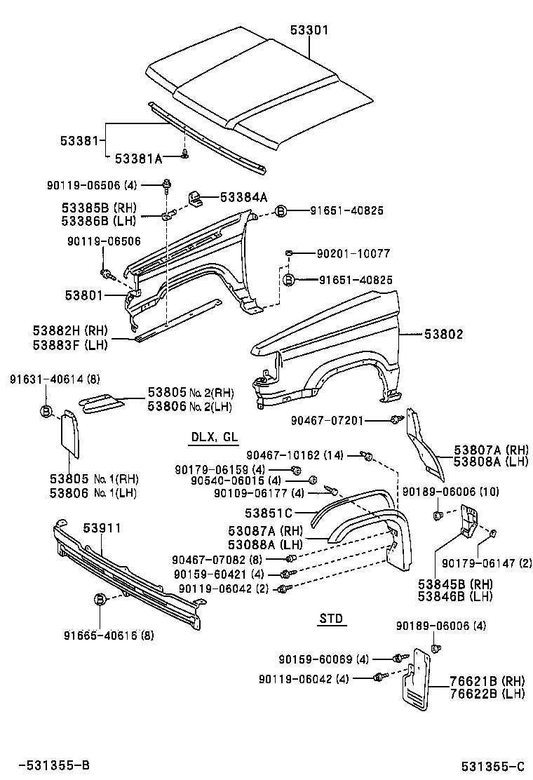 90080-46298 CLIP(FOR HOOD TO RADIATOR SUPPORT SEAL) product image