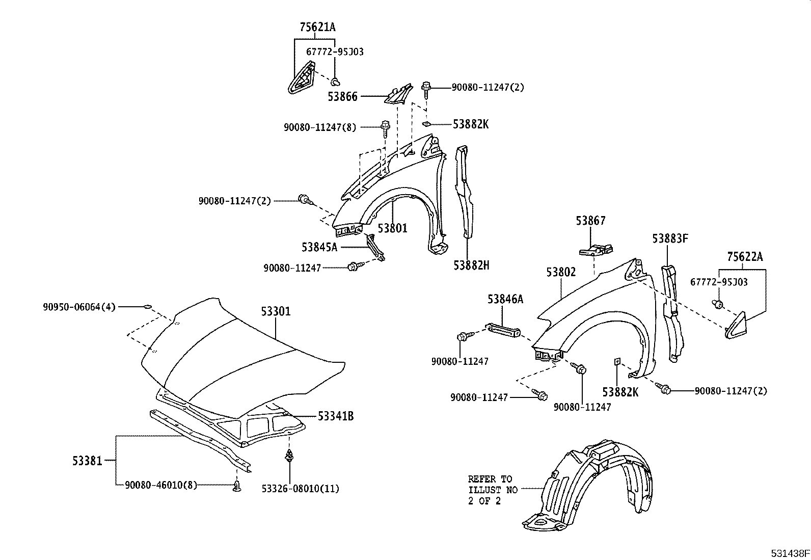 53381-AE010 SEAL, HOOD TO RADIATOR SUPPORT product image