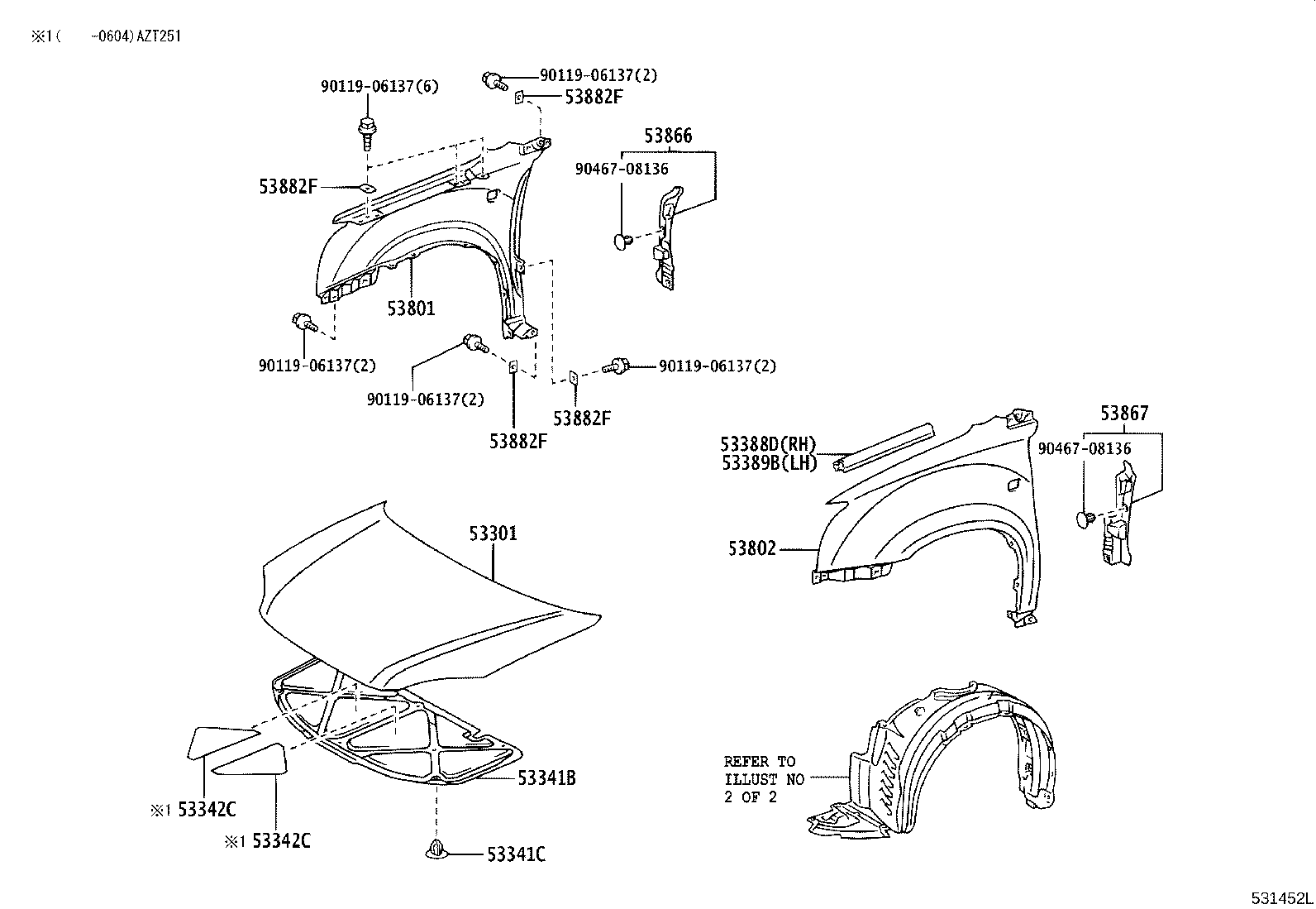 53866-05020 SEAL, FRONT FENDER TO COWL SIDE, RH product image