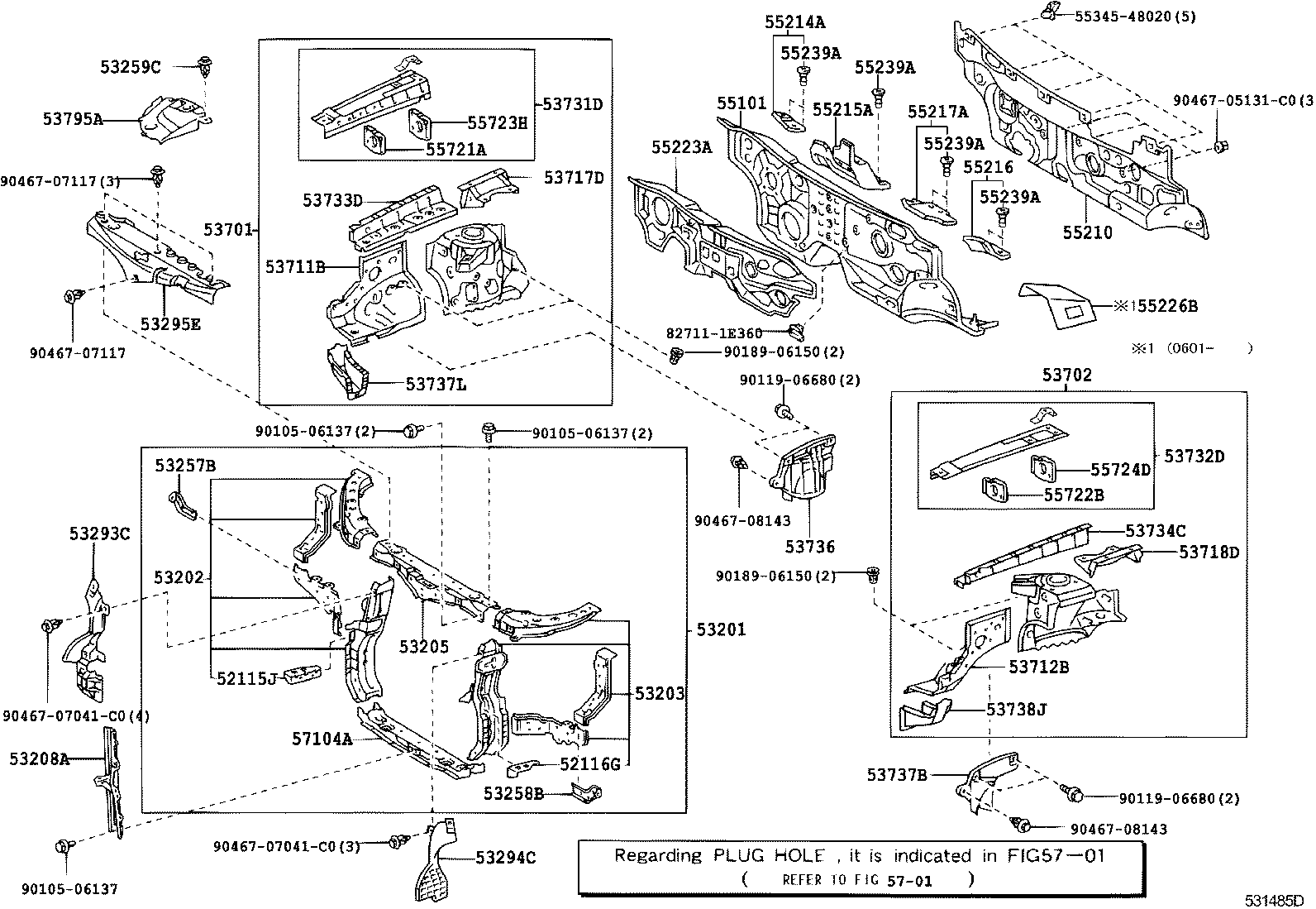 53208-48030 SUPPORT SUB-ASSY, HOOD LOCK product image