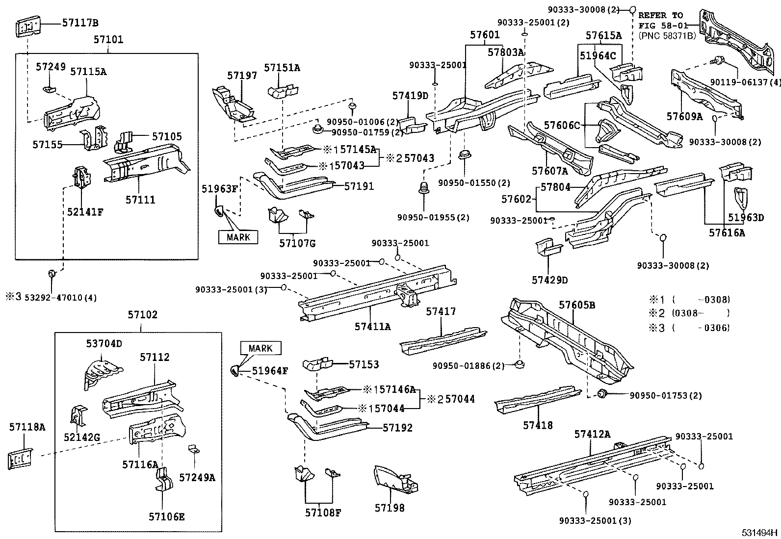 57609-52011 MEMBER SUB-ASSY, REAR FLOOR CROSS, NO.5 product image