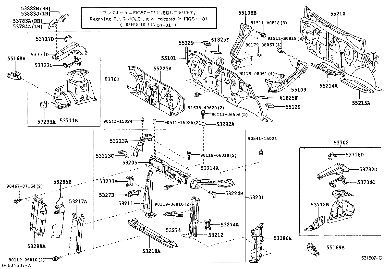 53223-46010 BRACKET, RADIATOR GRILLE MOUNTING, RH product image