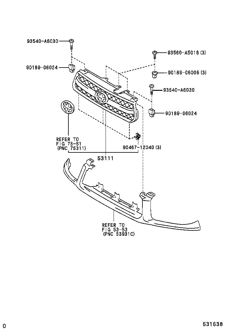 53101-42100 GRILLE, RADIATOR product image