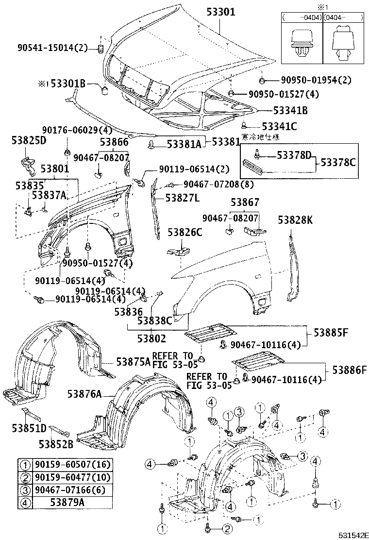 53801-50120 FENDER SUB-ASSY, FRONT RH product image