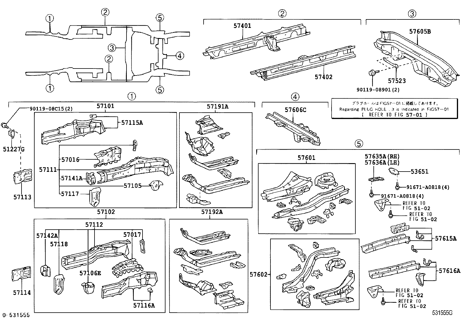 57102-47900 MEMBER SUB-ASSY, FRONT SIDE, LH product image