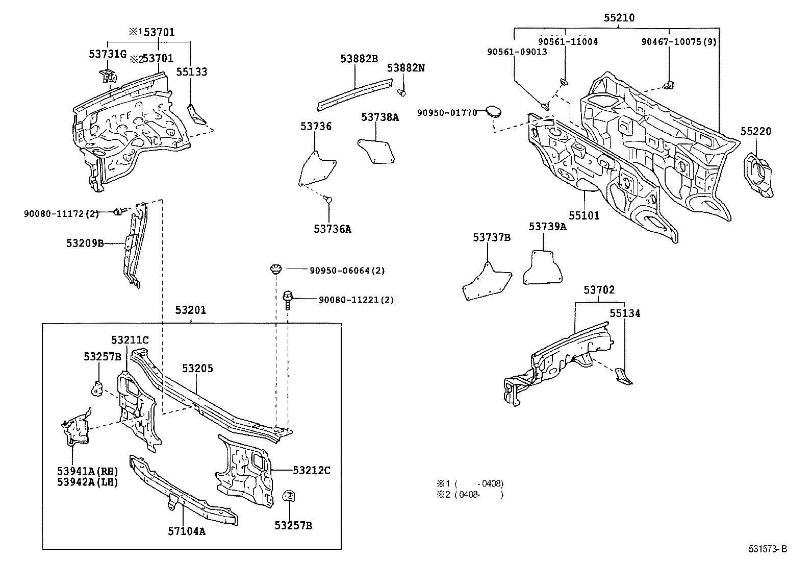 53209-0C040 BRACE SUB-ASSY, HOOD LOCK SUPPORT product image