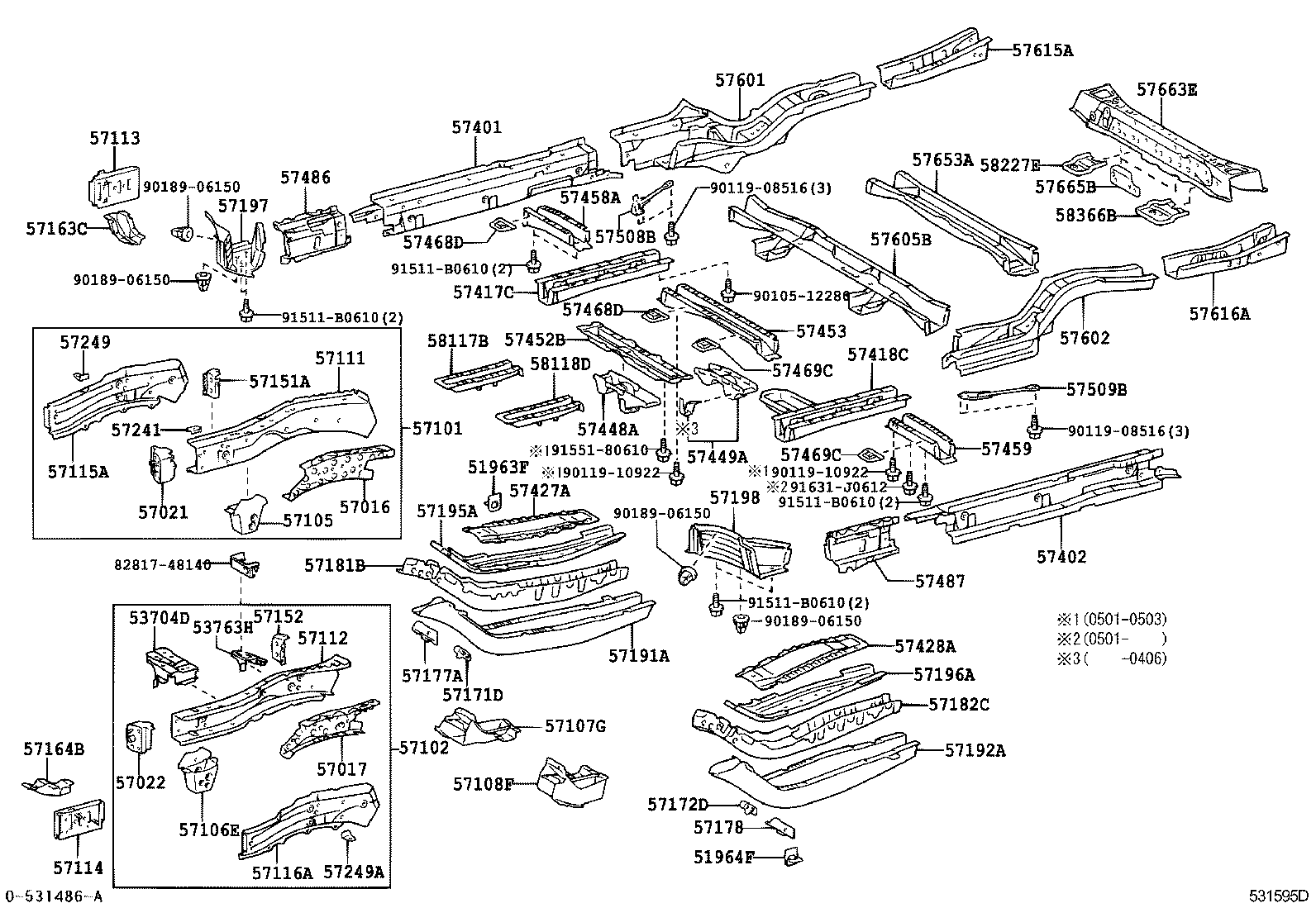 57102-48903 MEMBER SUB-ASSY, FRONT SIDE, LH product image