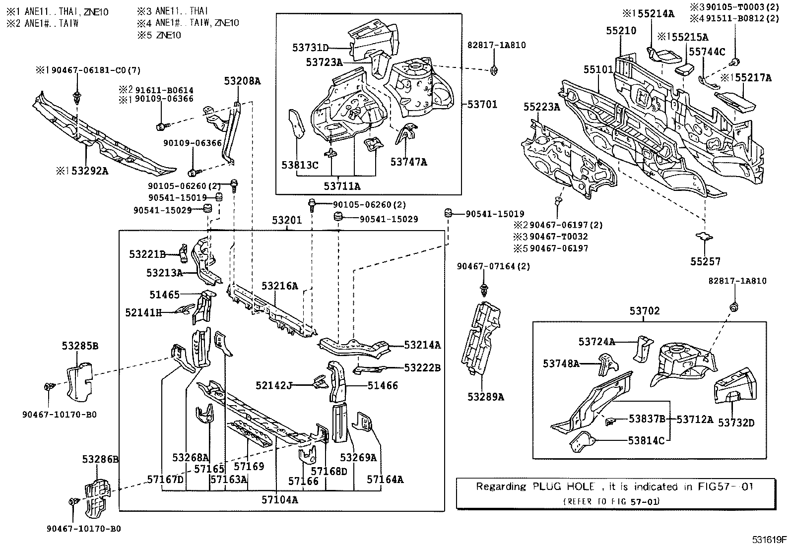 53208-0M010 SUPPORT SUB-ASSY, HOOD LOCK product image