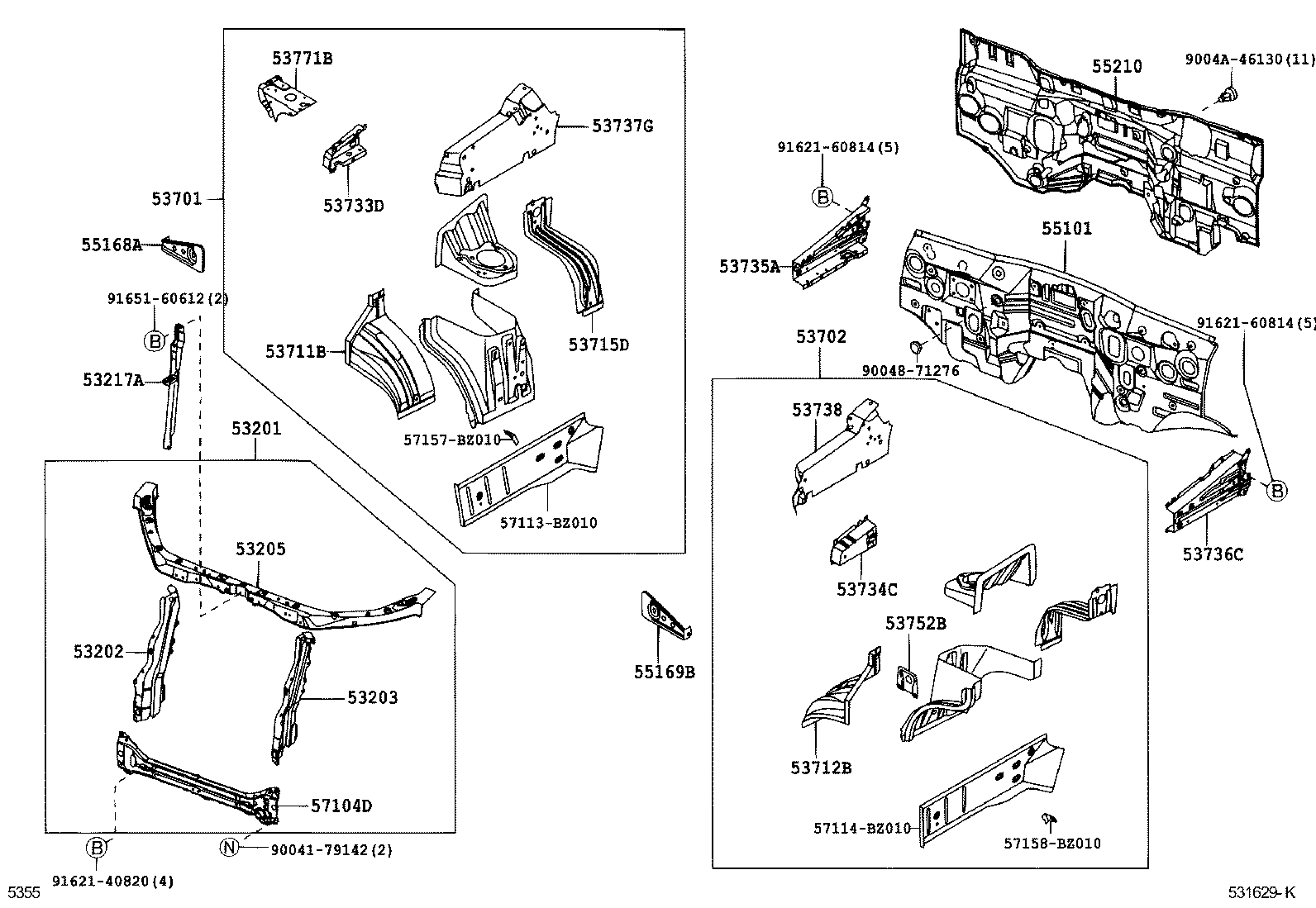 53201-BZ050 SUPPORT SUB-ASSY, RADIATOR product image