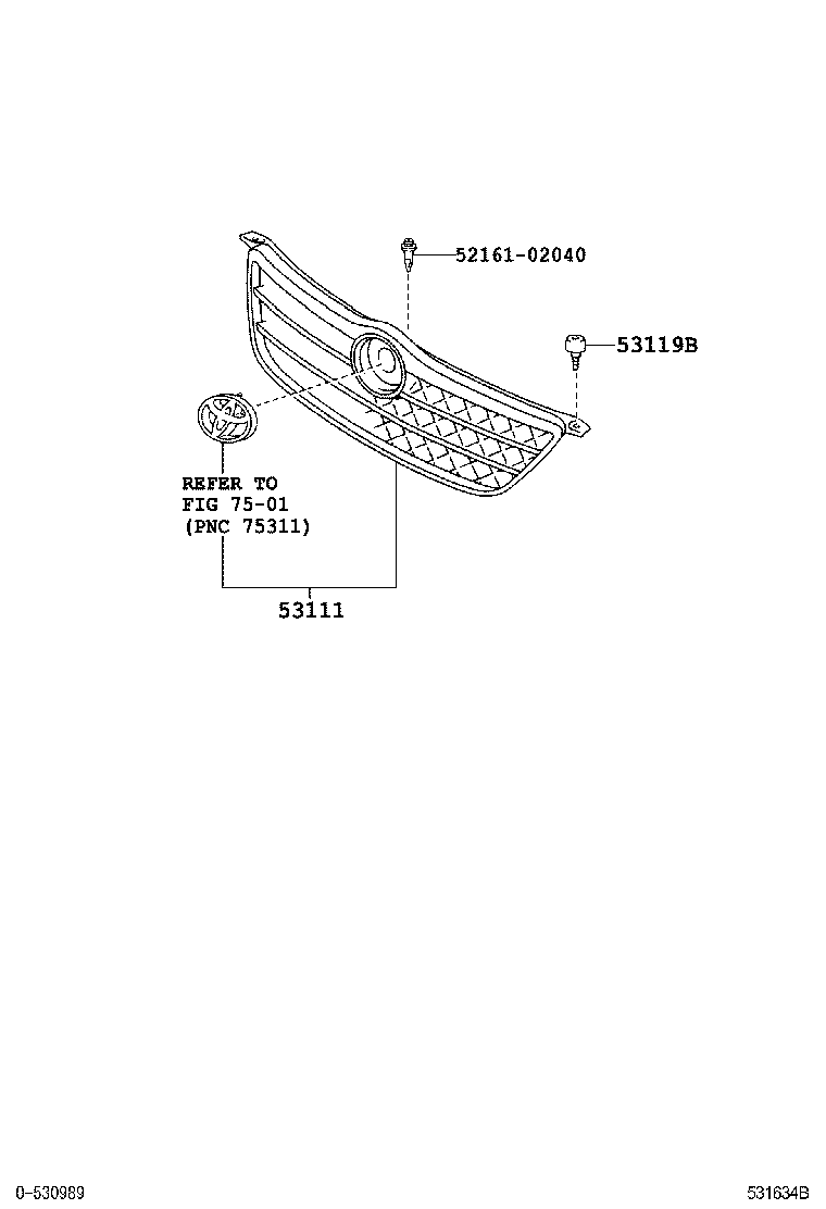 53101-YK040 GRILLE, RADIATOR product image