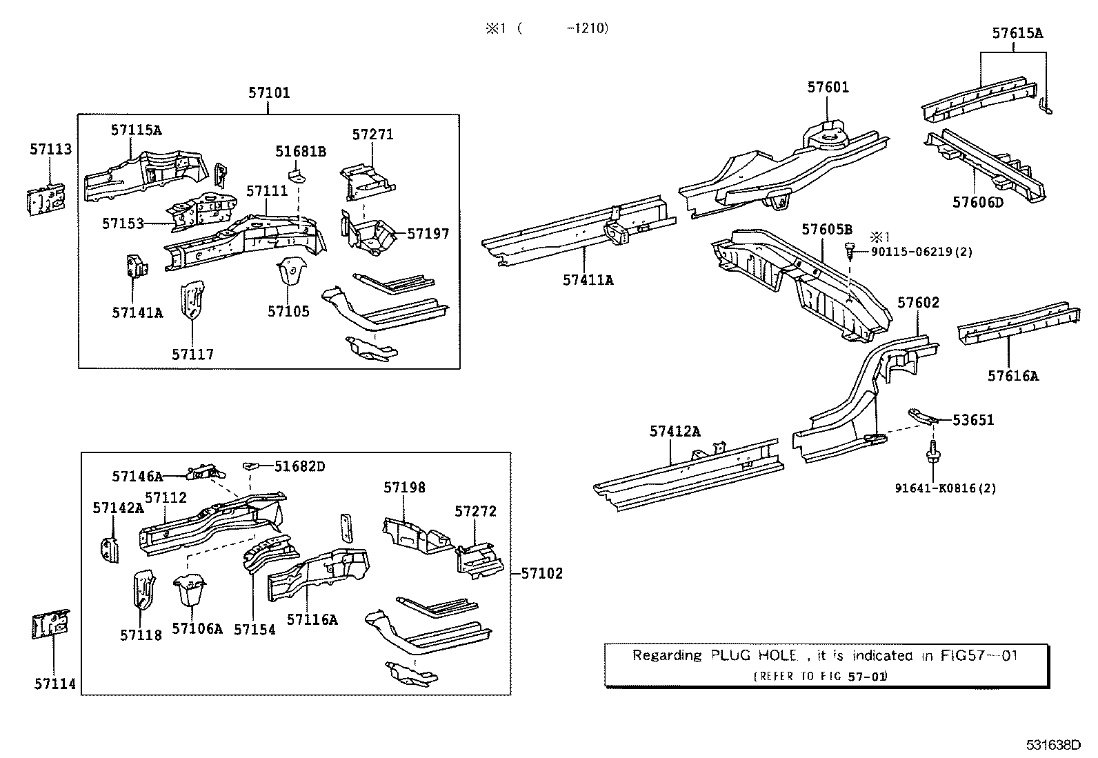 57102-02340 MEMBER SUB-ASSY, FRONT SIDE, LH product image