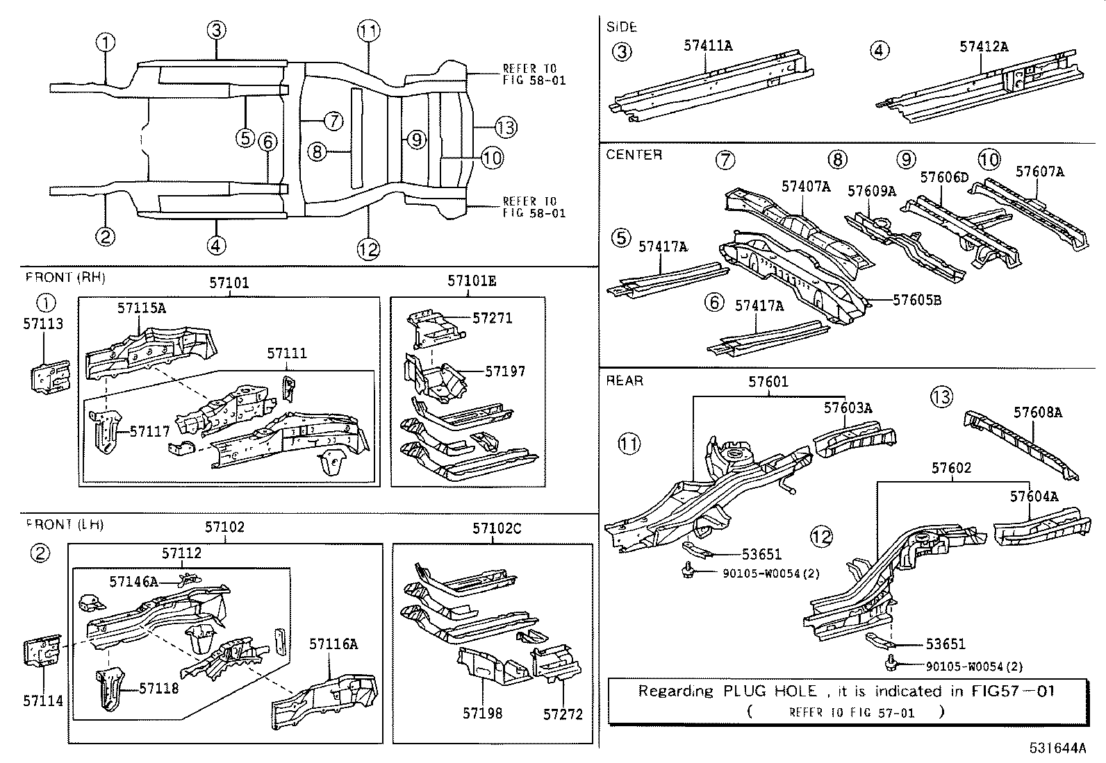 57102-0F902 MEMBER SUB-ASSY, FRONT SIDE, LH product image