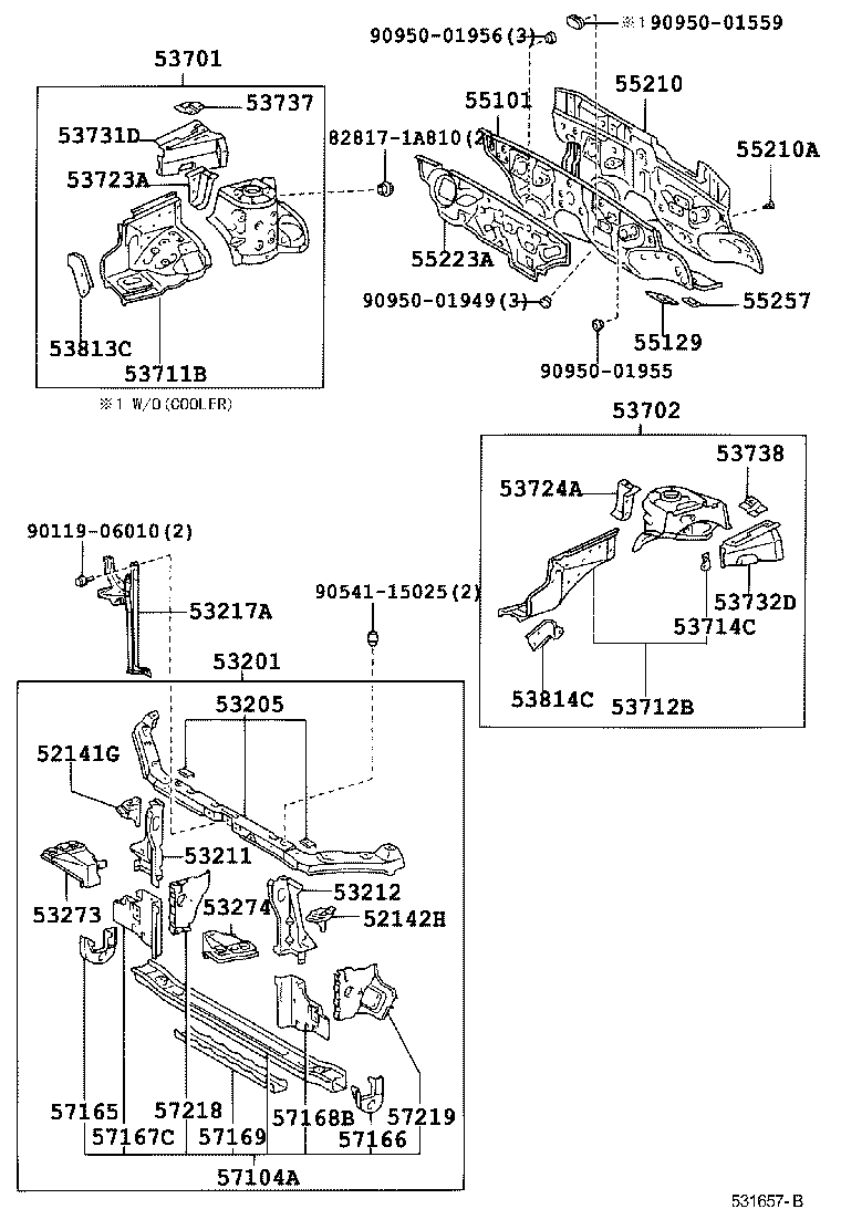 53205-13041 SUPPORT SUB-ASSY, RADIATOR, UPPER product image
