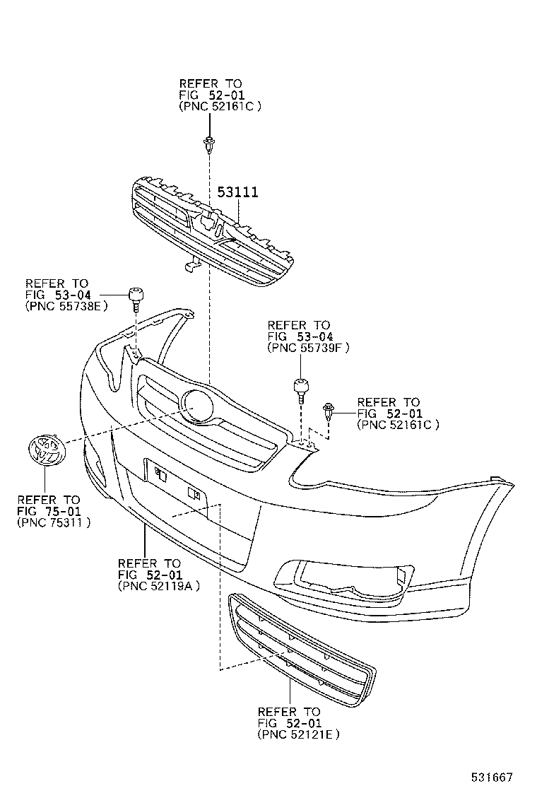 53111-02150 GRILLE, RADIATOR product image