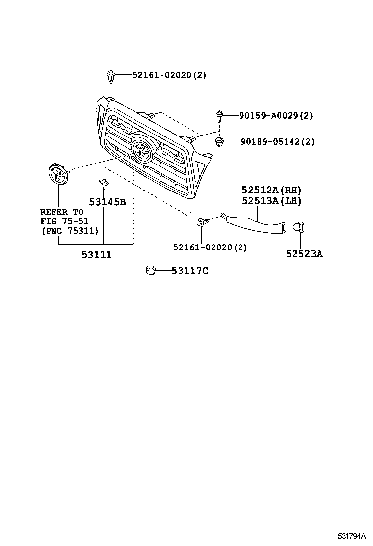 53100-04470 GRILLE, RADIATOR product image