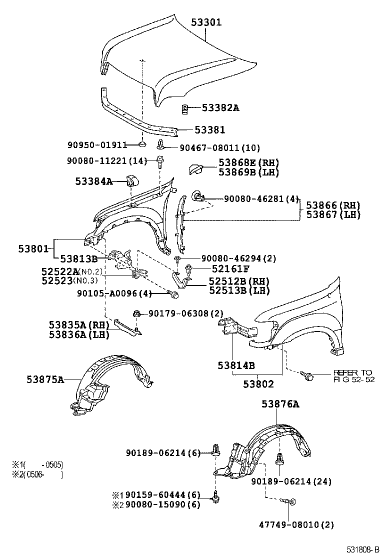 53875-0C040 LINER, FRONT FENDER, RH product image
