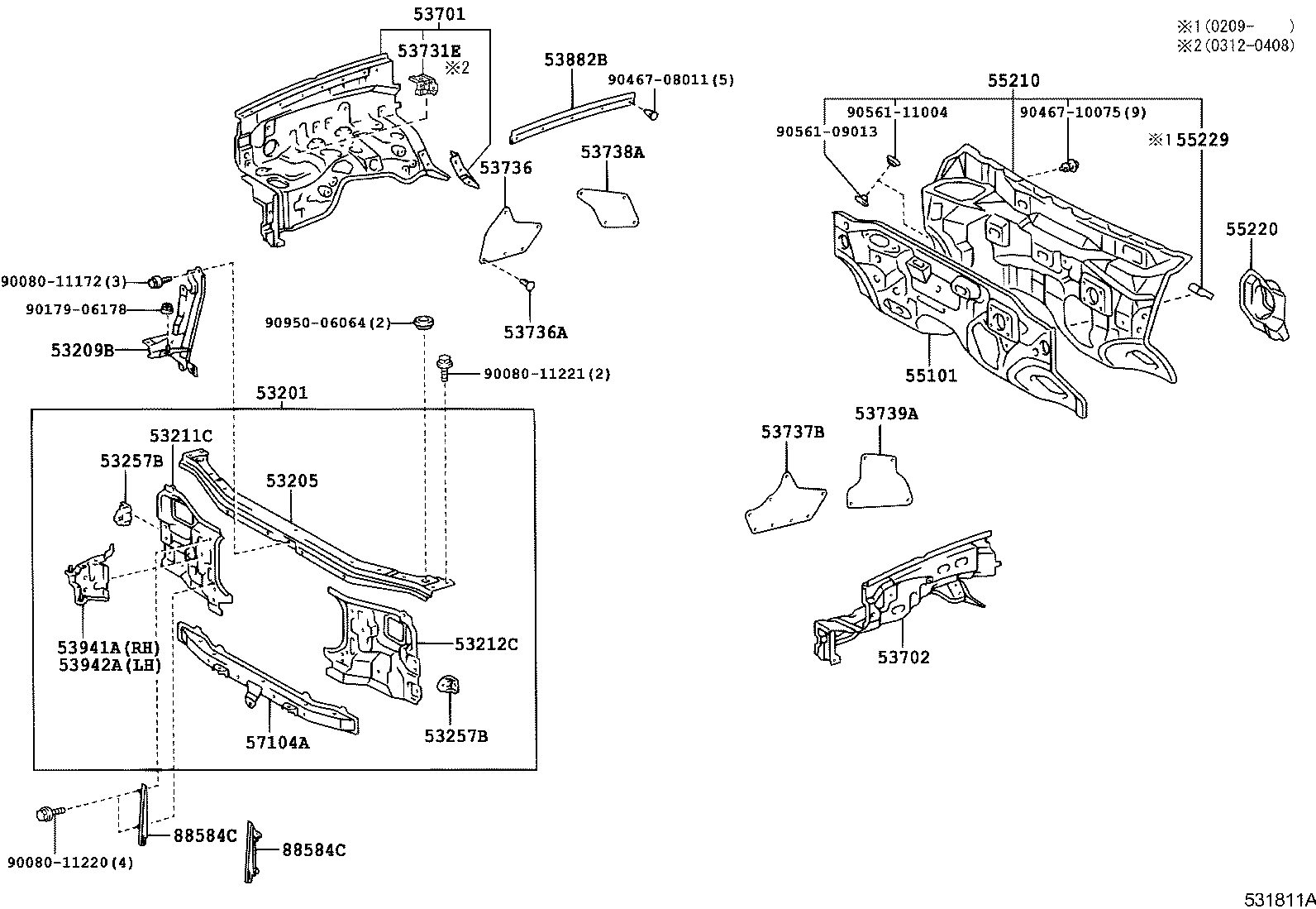 55229-34010 PLATE, DASH PANEL INSULATOR, NO.4 product image