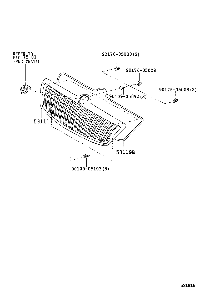 53111-51110 GRILLE, RADIATOR product image