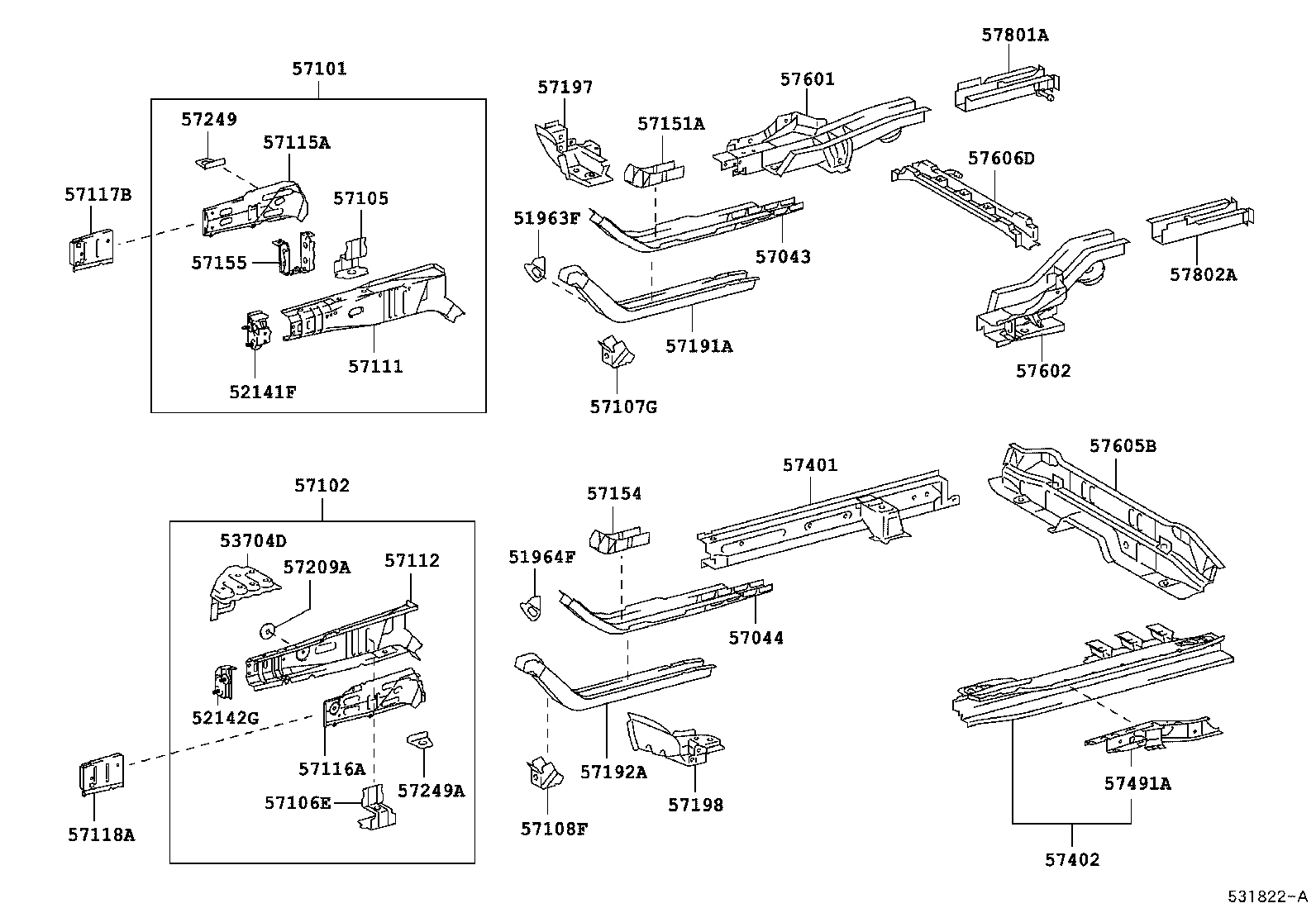 57078-52040 BOX, TORQUE, FRONT LH product image