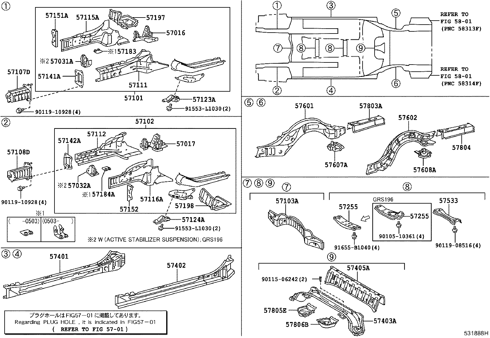57102-30141 MEMBER SUB-ASSY, FRONT SIDE, LH product image