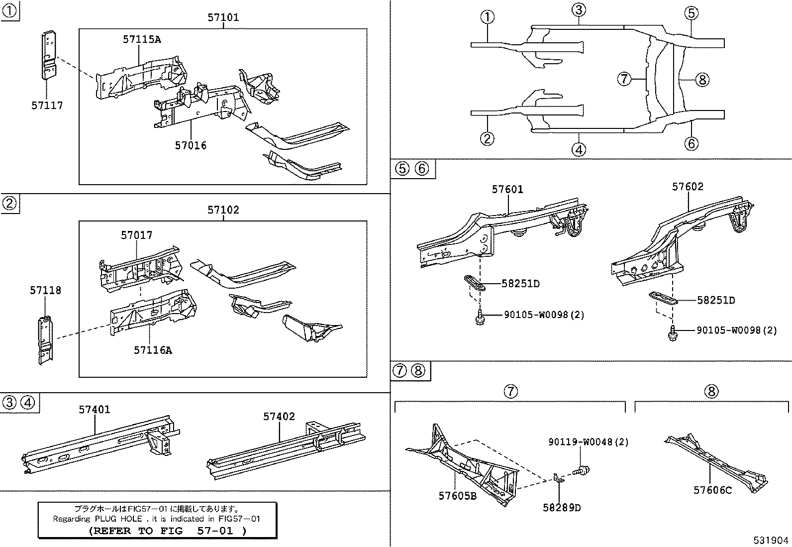 57102-0H010 MEMBER SUB-ASSY, FRONT SIDE, LH product image