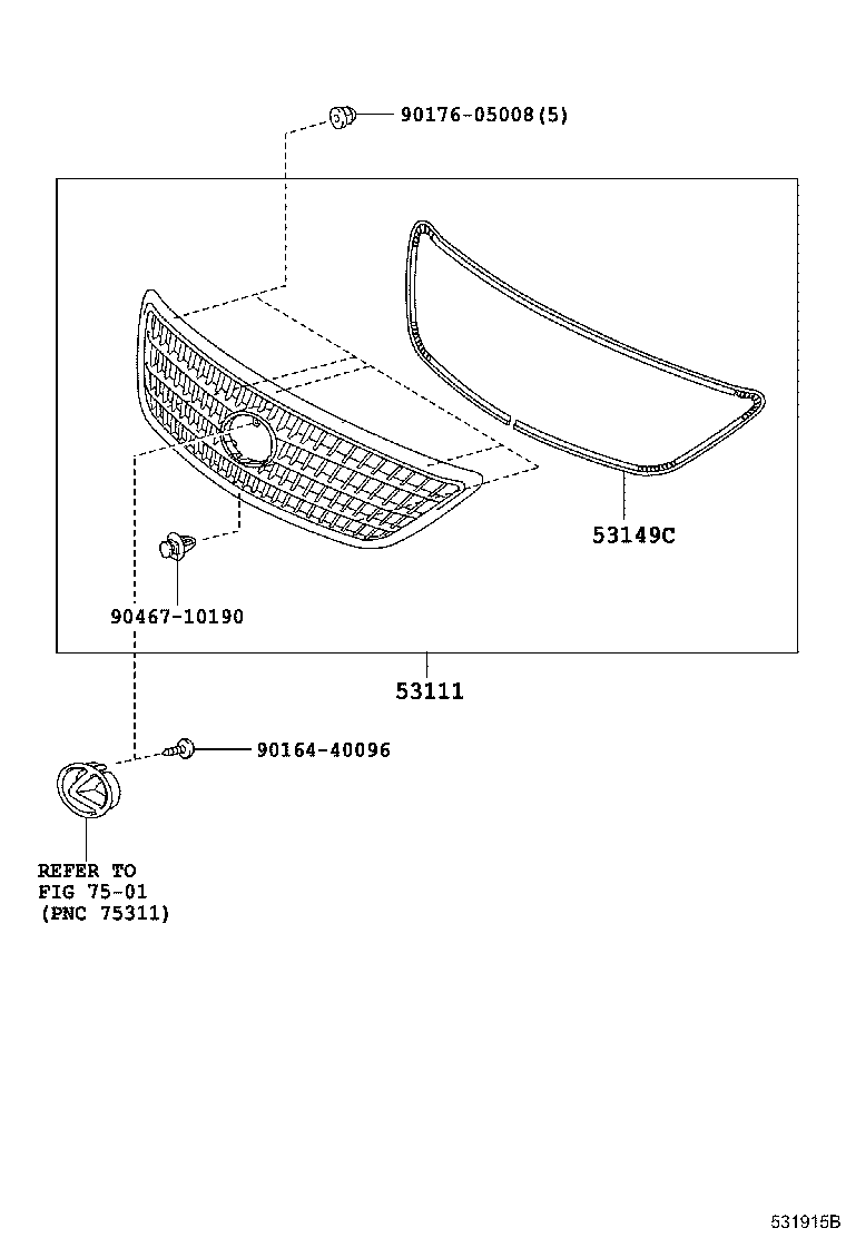 53149-48020 PROTECTOR, RADIATOR GRILLE, NO.2 product image