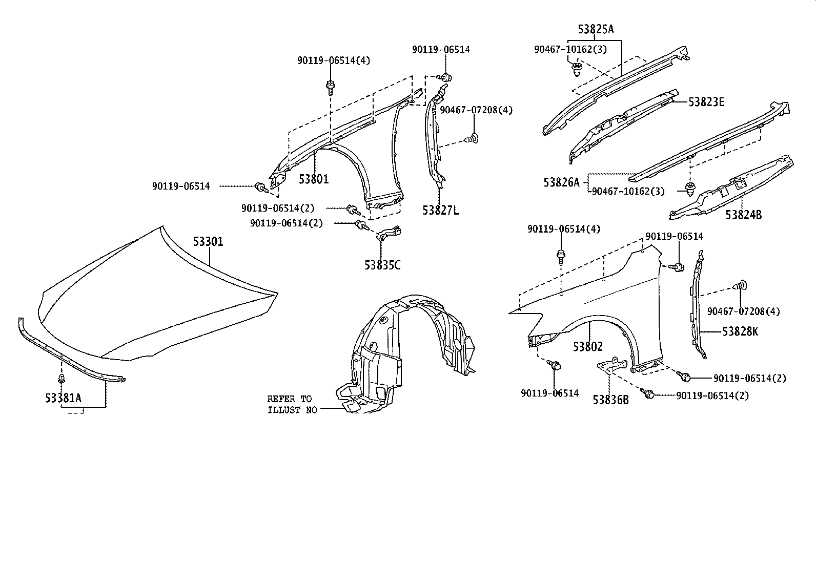 53802-53071 FENDER SUB-ASSY, FRONT LH product image