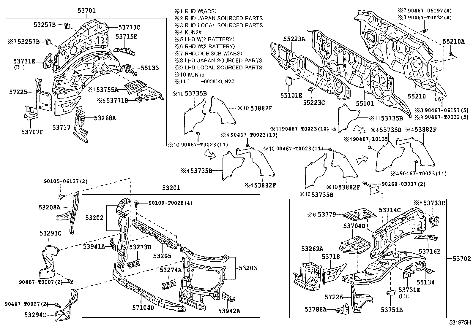 53202-0K010 SUPPORT SUB-ASSY, RADIATOR, RH product image