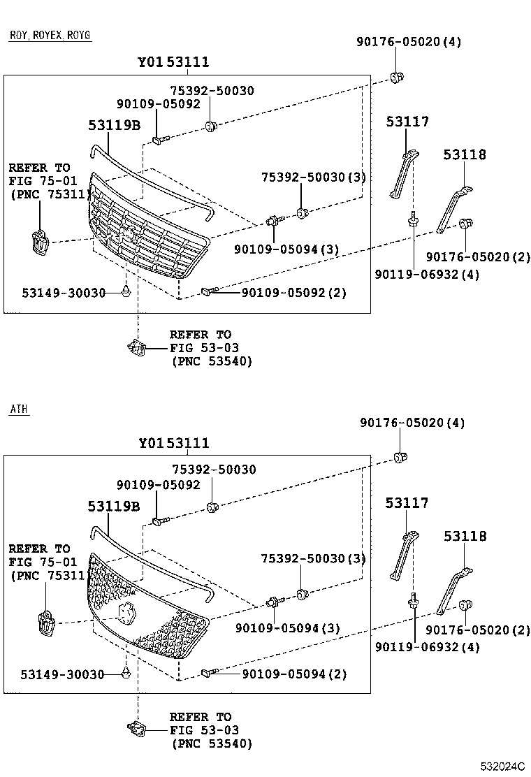 53100-30240 GRILLE, RADIATOR product image