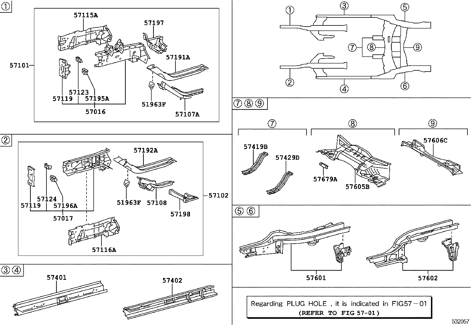 57107-0D050 PLATE SUB-ASSY, FRONT SIDE MEMBER, NO.2 RH product image