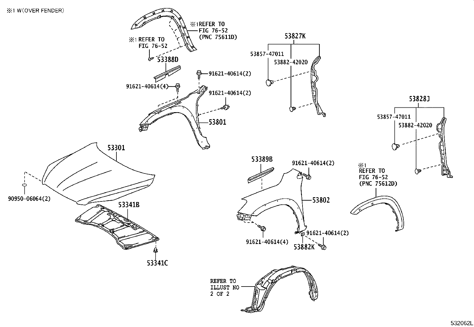 53801-42130 FENDER SUB-ASSY, FRONT RH product image