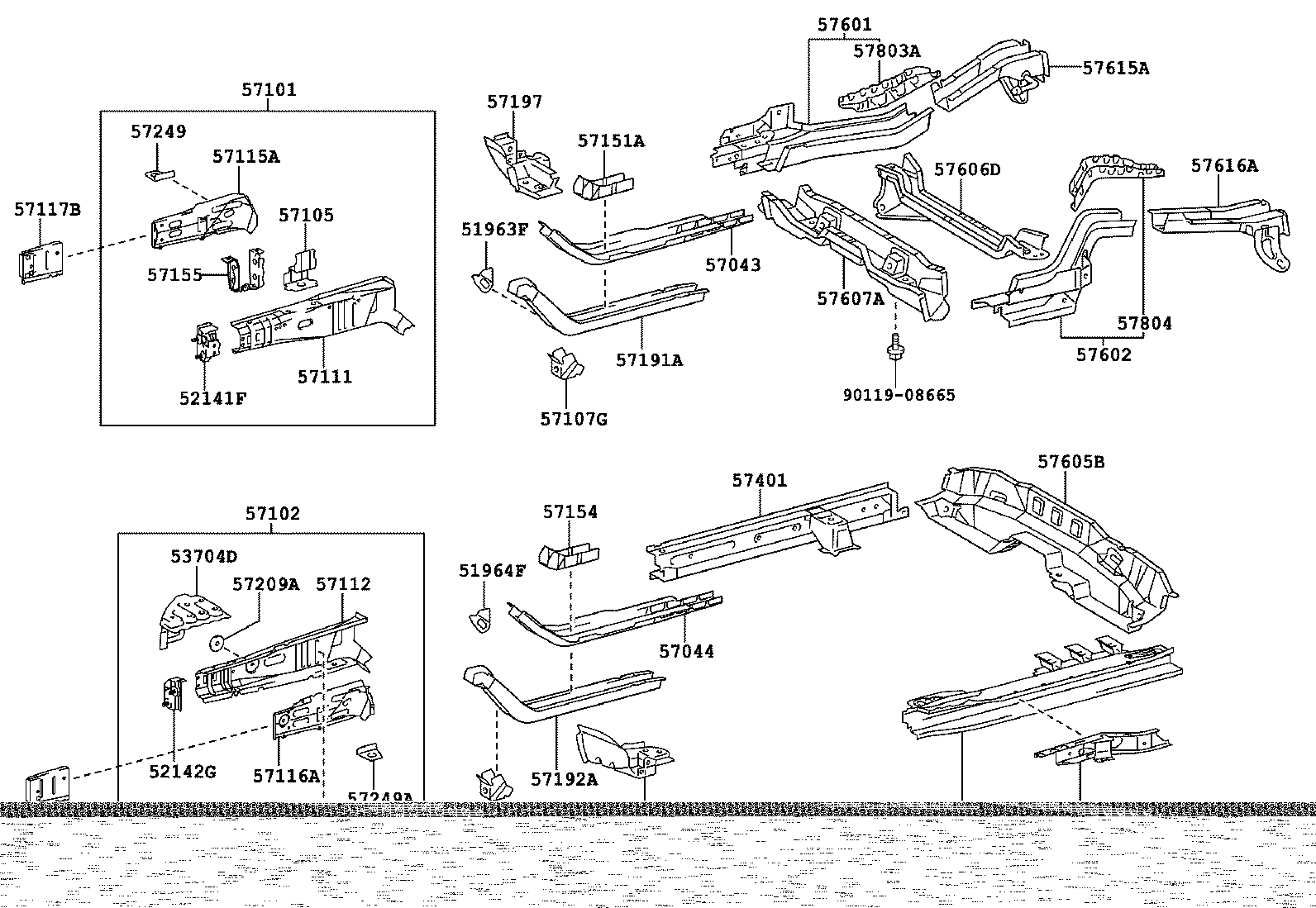 57078-52040 BOX, TORQUE, FRONT LH product image