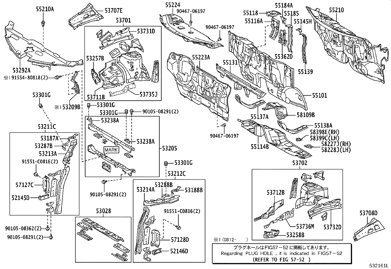 53209-28070 BRACE SUB-ASSY, HOOD LOCK SUPPORT product image
